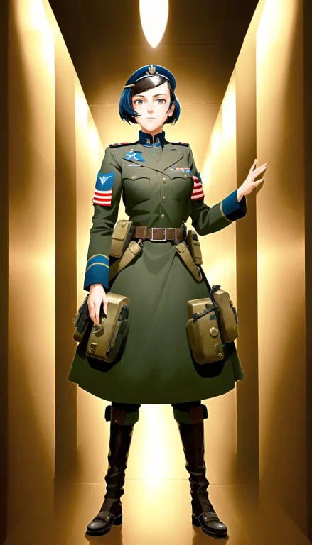 Absurdres, 1girl, Full Body, Dieselpunk Military Uniform, St...