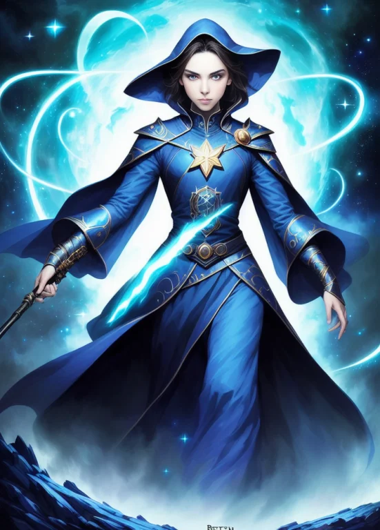 Semi Realistic Digital 2d, Cosmic Mage, Elegant And Beautifu...