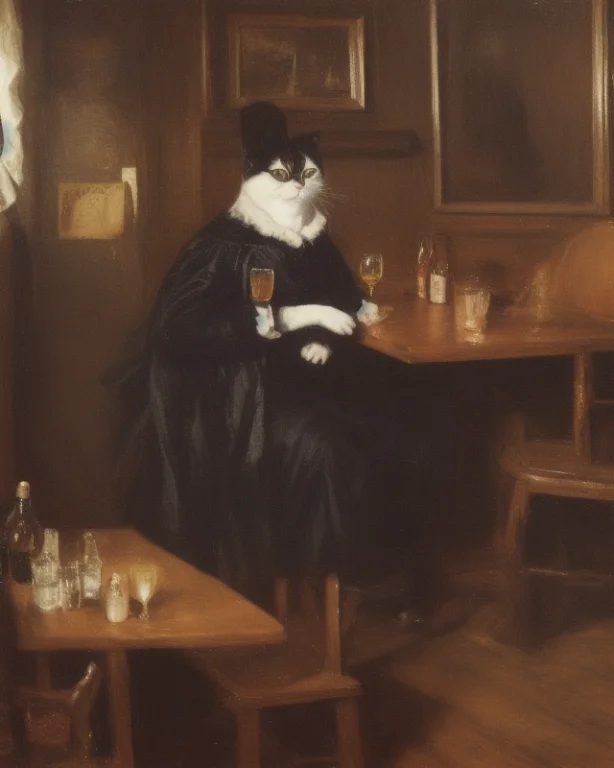 An Sks Style Cat, Drinking Beer At A Saloon, Eldmeisterog St...