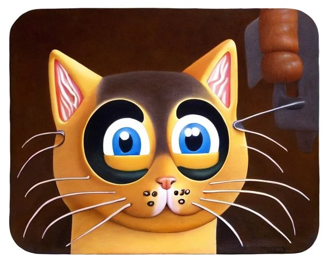 An Oil Painting Of A Cat In The Simpsons Living Room Flat, V...