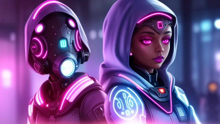 1girl, Blurry, Blurrybackground, Cyberpunk, Cyborg, Dark-ski...