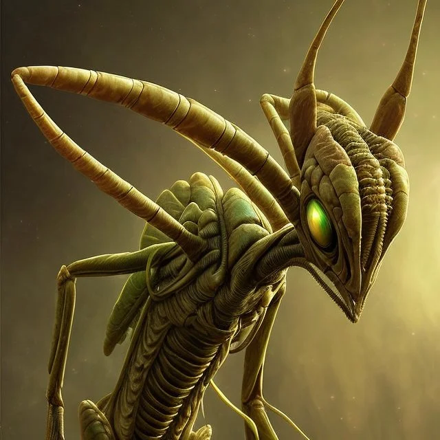 Detailed Scifi Horror Alien  Pmantis0.9, Matte Oil Painting,...