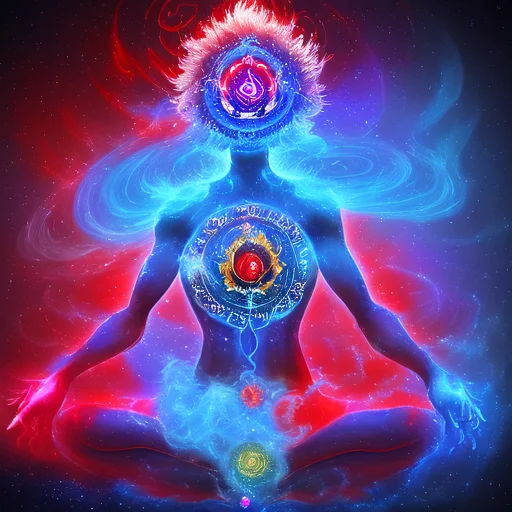 Chakras Swirling Fog Whispy Smoke Blue And Red Light Magic P...
