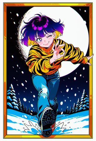 Masterpiece, Vibrant 1990s Retro-anime Frame Of A Girl With... — Stable Diffusion AI Prompt: masterpiece, Vibrant 1990s retro-anime frame of a girl with short, multicolored...