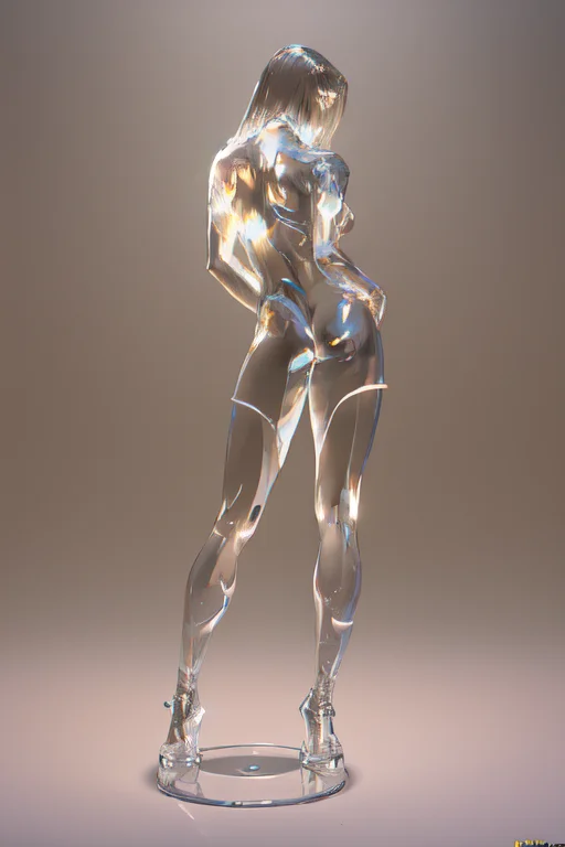 Realistic Full Body Glasssculpture Of A Woman, Kitchen, Dram...
