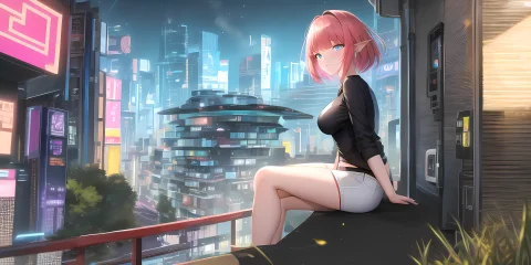 Masterpiece, Futuristic Cyberpunk Buildings, Neon Lights — Stable Diffusion AI Prompt: masterpiece, futuristic cyberpunk buildings, neon lights