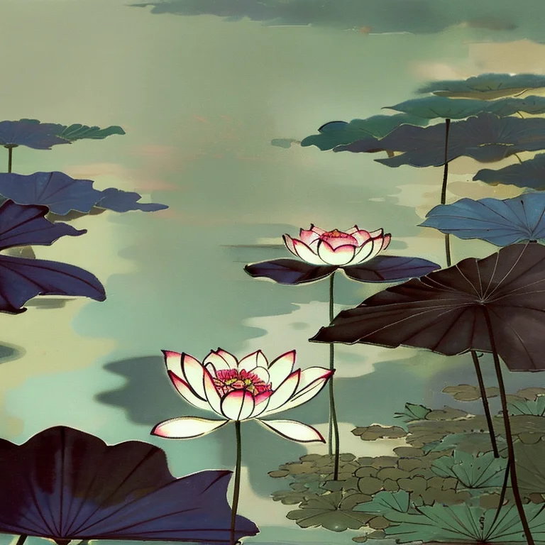 Shuimobysim,lotus,dark,lake,butterfly,wuchangshuo,no Humans,