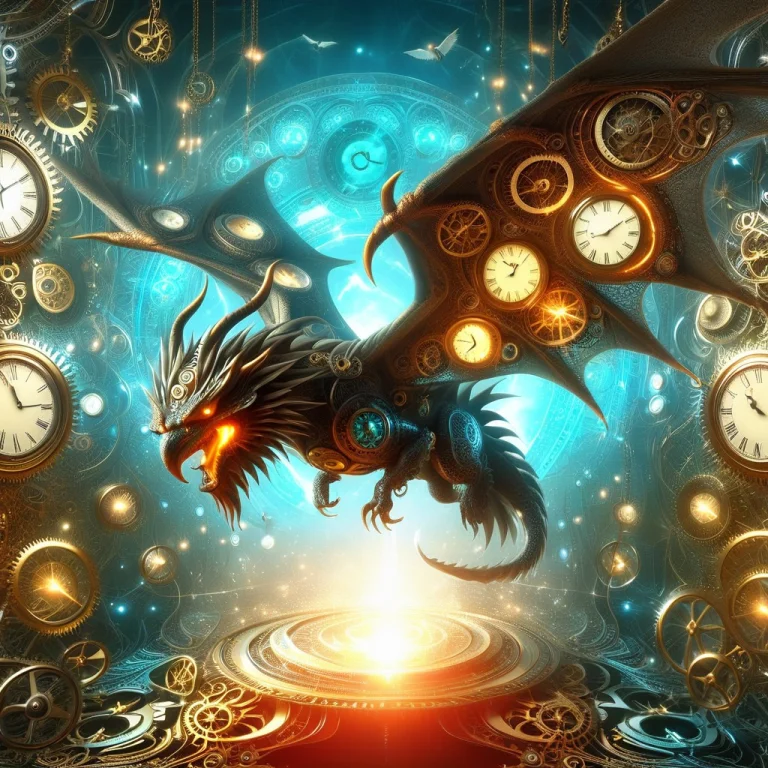 Subject A Big Dragon Made Of Intricate Gears And Watches, Me...
