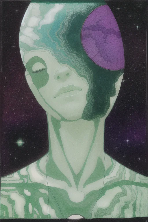 A Green Marble Planet 1.2 Floating In Outer Space, Nebula, G...
