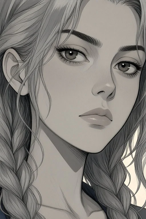 Woman Face Closeup, Tri Braids, Smoky Eye With Metallic Fini...