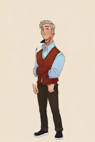 A Man Wearing A Blue Puffy Vest, Coralchar Style — Stable Diffusion AI Prompt: a man wearing a blue puffy vest, coralchar style