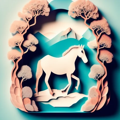 Paperai, Horse, Portrait, Front View, Centered