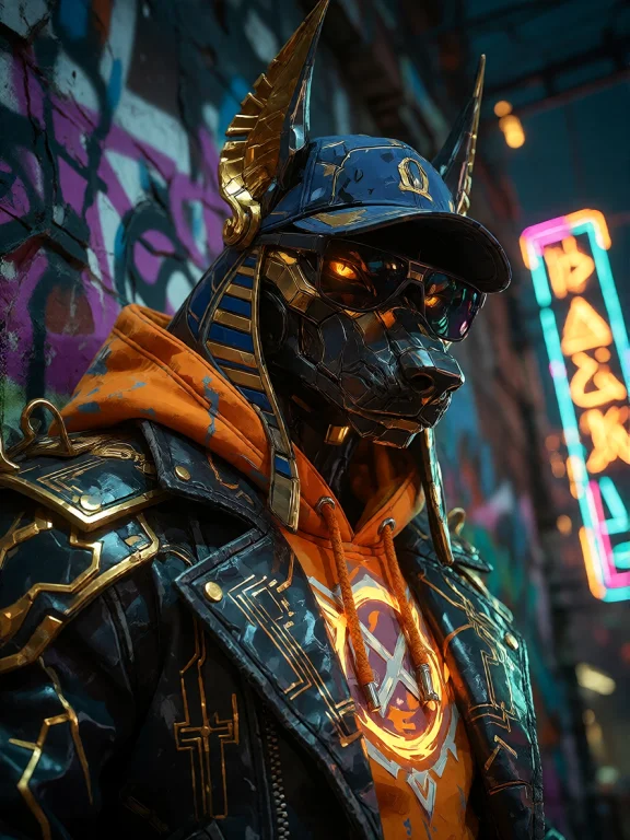 A Semi-realistic Close-up Upper-body Portrait Of Sleek Black...