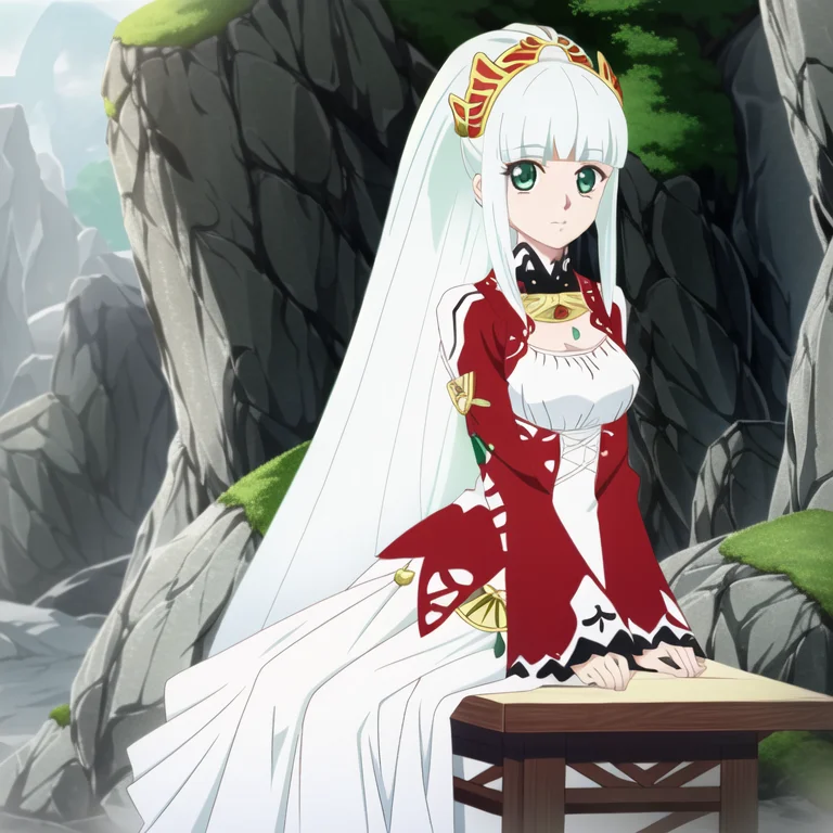 Lailah Tales, 1girl, Solo, White Hair1.4, Long Hair, Ponytai...