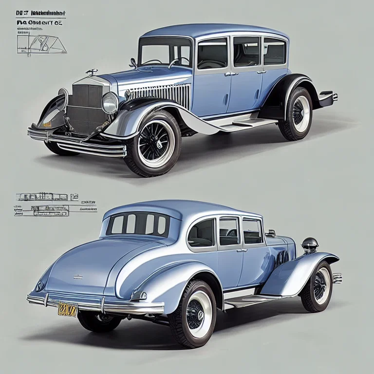 A Planit 1dimensioned Drawing Of An Model T Car. Several Vie...