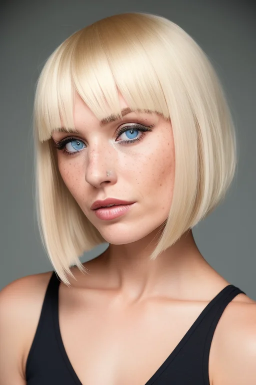 Woman 30s Freckles0.8 Photograph Hairstyle Bangs Blonde
