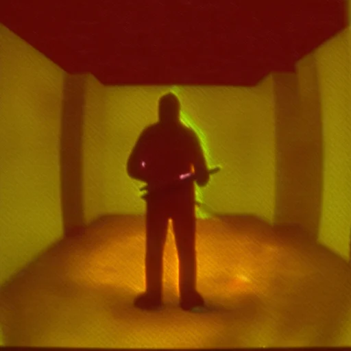 Man Standing With Bloody Knife In Scrbackrooms, Bad Quality...