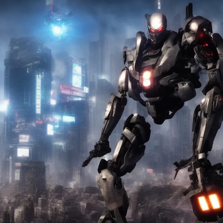 Photo, A Robot Uprising In A Utopia Cyberninjasamurai Action...