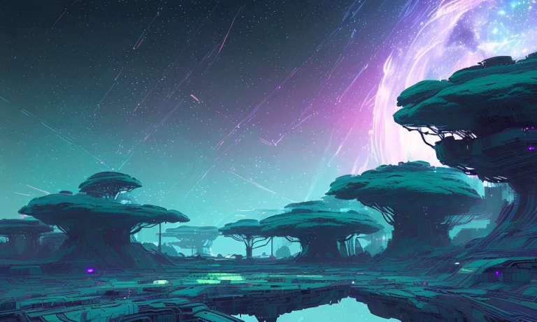 A Gorgeous Starry Midnight On A Verdant Alien Planet, Specta...