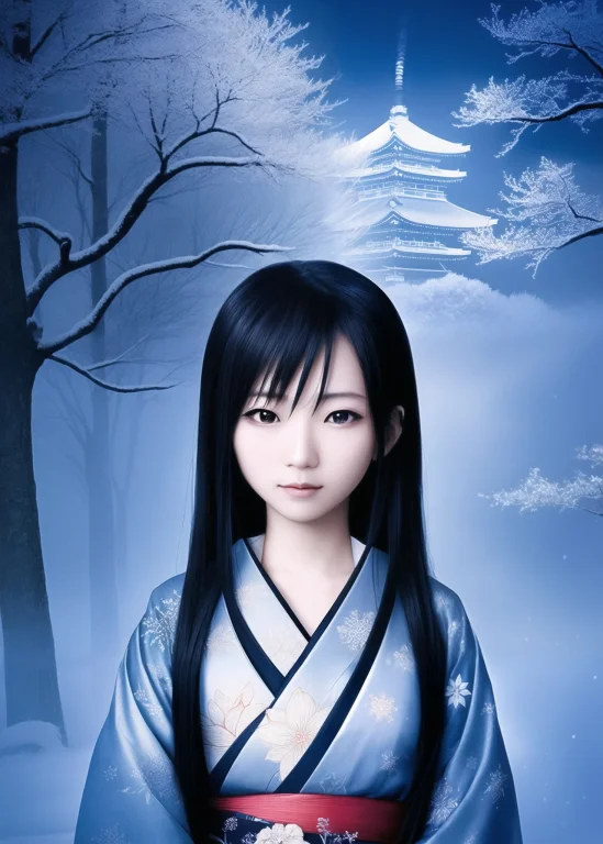 Photo Of A Beautiful Japanese Woman, Night, Fantasy Setting,...