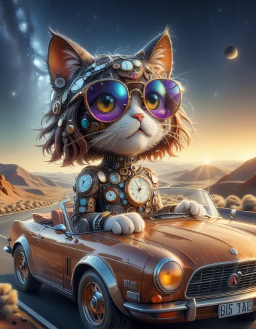 Clock, Clockstyle, Lazypos, Loraadd-detail-xl1 Loraclockstyl... — SDXL AI Prompt: clock, clock_style, lazypos, a cool cat in sunglasses driving a convertible on...