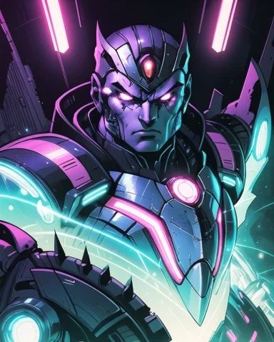A Highly-detailed Portrait Of A Fearsome Cybernetic Warrior,... — Stable Diffusion AI Prompt: A highly-detailed portrait of a fearsome cybernetic warrior, his eyes glowing wi...