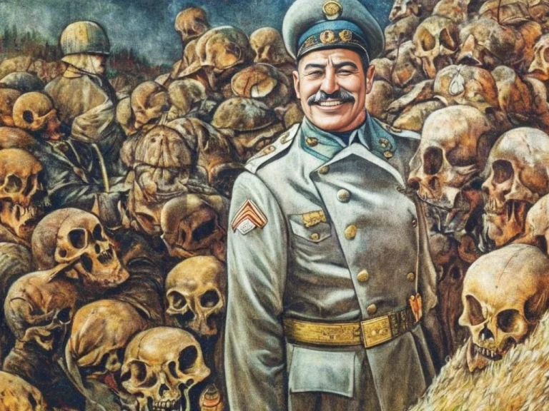 Portrait Hero Shot Of Joseph Stalin In Uniform Smiling While...