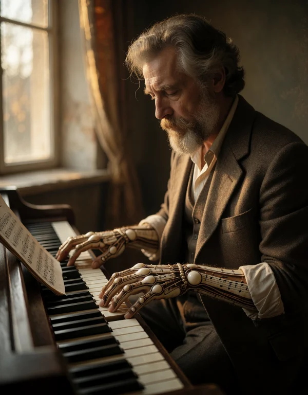 Cinematic Film Still 17. Musical Anatomy Portrait, Three-qua...