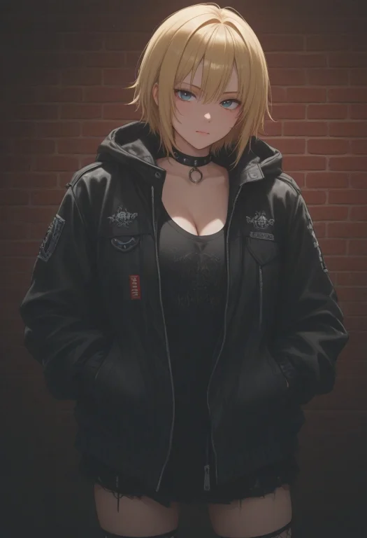 Masterpiece, 1girl, Solo, Punk Chick With A Jacket.