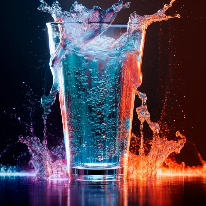 Glass Of Water Made Of Fragmenv20.3, Very Detailed, Intrinca...