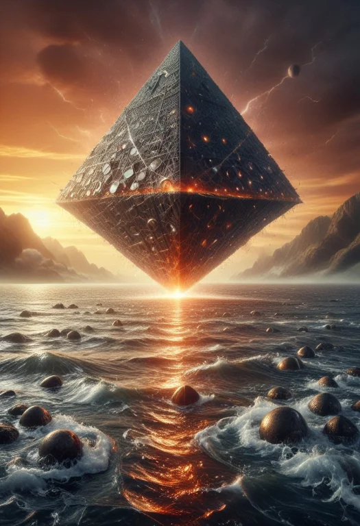 , Endless Ocean Surrounding Them, Gigantic Glowing Planet De...