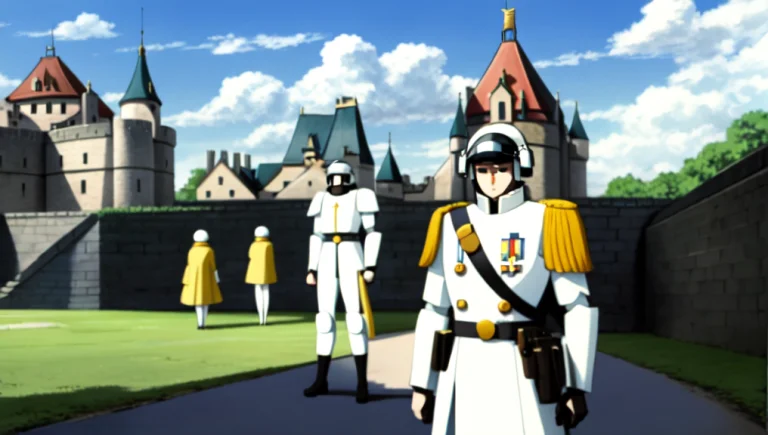 Low Angle Anime1, Group Of Spacewar0.2 Soldier Standing In F...