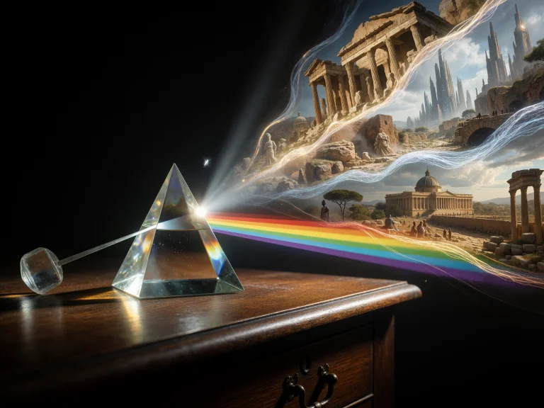 6. Optical Surrealism, A Vintage Glass Prism Resting On A Da...