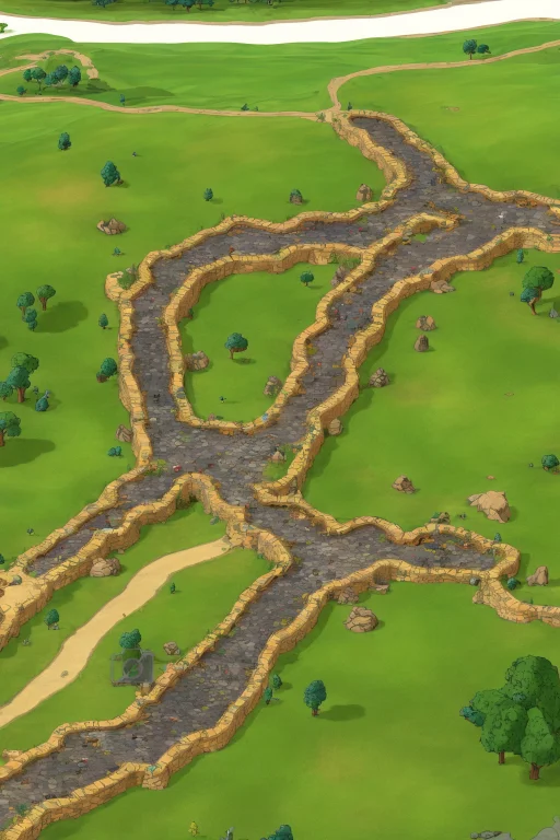 2d Dnd Battlemap, Top Down View Of An Open Grassy Plain With...