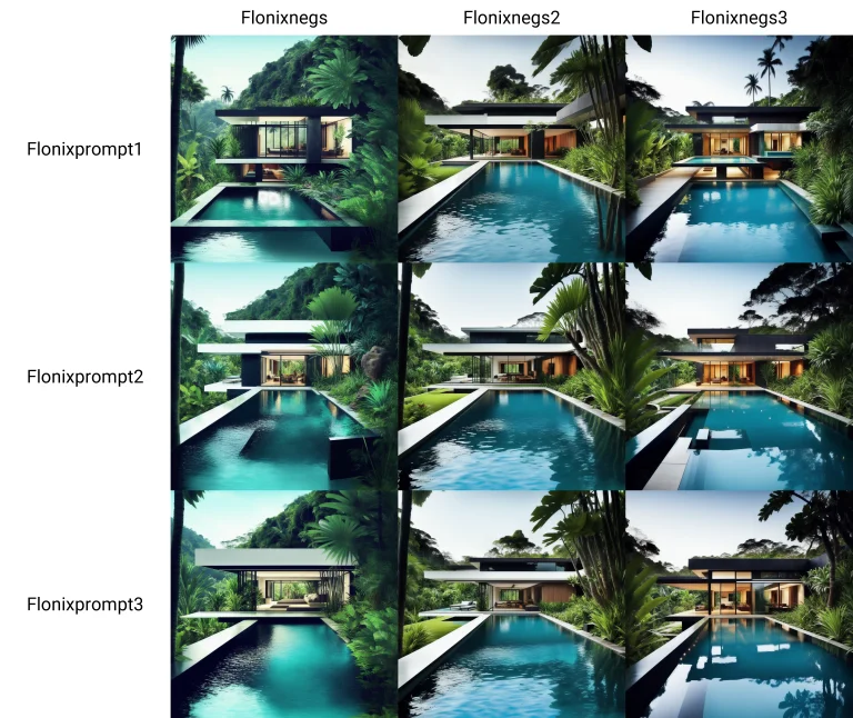 Modern House With Pool In A Jungle, Flonixprompt1
