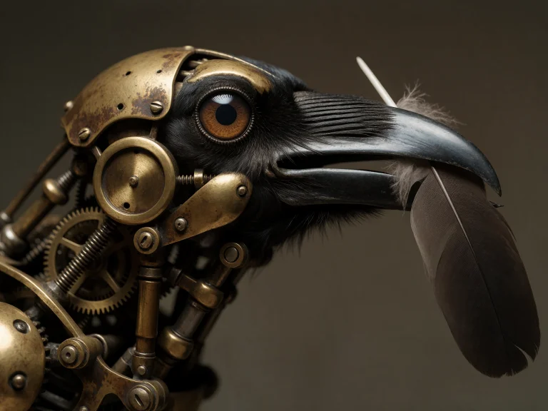 18. Biomechanical Portrait, A Mechanical Crow Crafted From T...