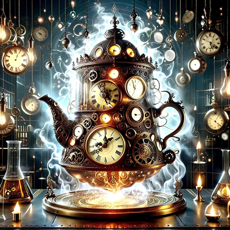 A Victorian Teapot Fused With Clockwork Mechanisms, Brass Ge...