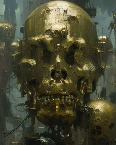 An Elaborate Frightening Machine By Laxpeintv2, Brass And Ch... — Stable Diffusion AI Prompt: an elaborate frightening machine by laxpeintV2, brass and chrome and glass spher...