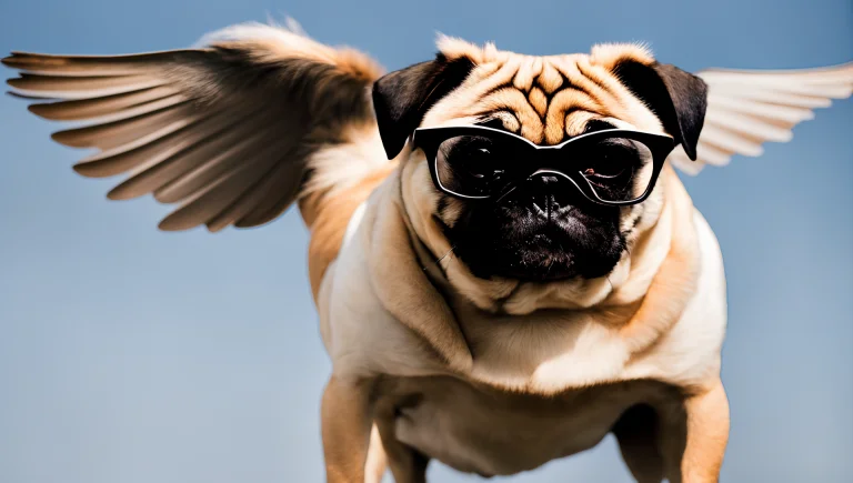 2 Photo Of Pug With Wings1 Wearing Black Sunglasses