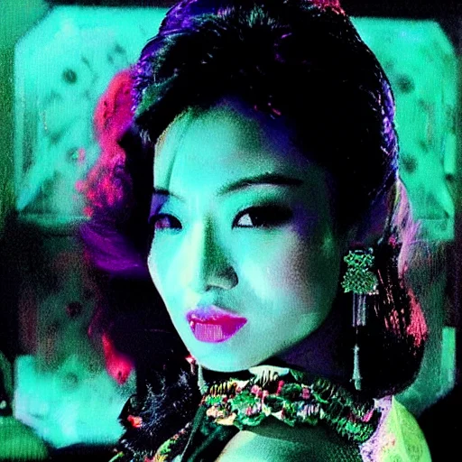 Glow-forest , 35mmneon, Beautiful Chinese Woman, Wide Shot,...