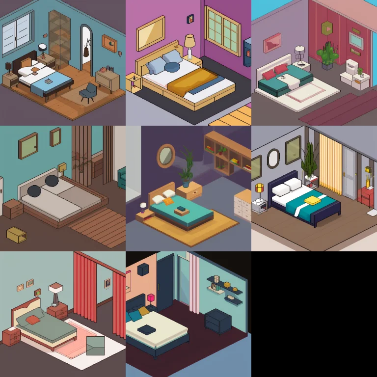 Isometric Bedroom, Isopixel Style