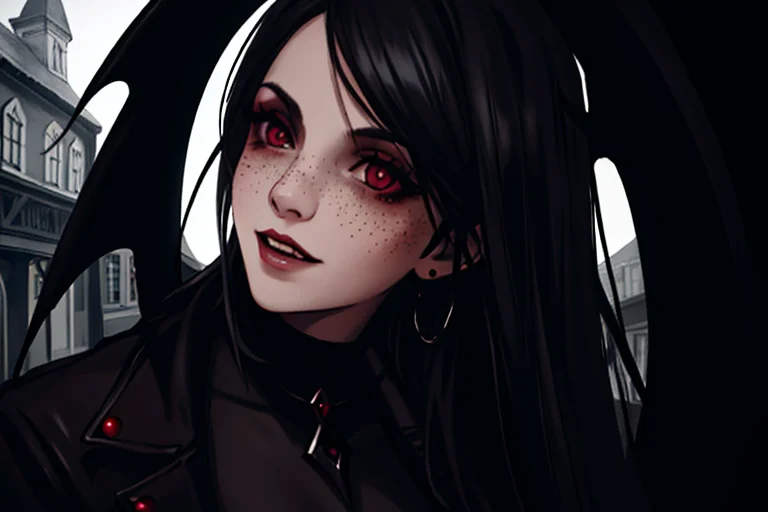 Portrait Of A Vampire Lady, Dark Mystic Street In Background...