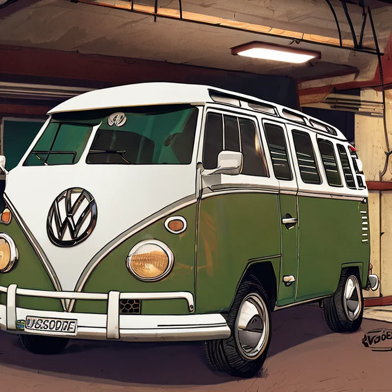 A Vintage Volkswagen Vehicle Car In A Garage On Display Inks...