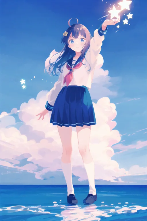 1girl, Solo, Blue Eyes, Brown Hair, Virtual Youtuber, Long H...