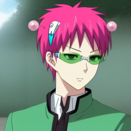 Boring-psychic 1boypinkhairgreenglassesanimehandsome Fine Fa...