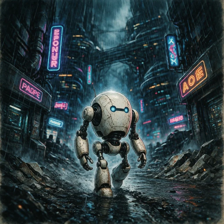 1970s Tabletop Fantasy Rpg Manual Illustration, A Lone Robot...