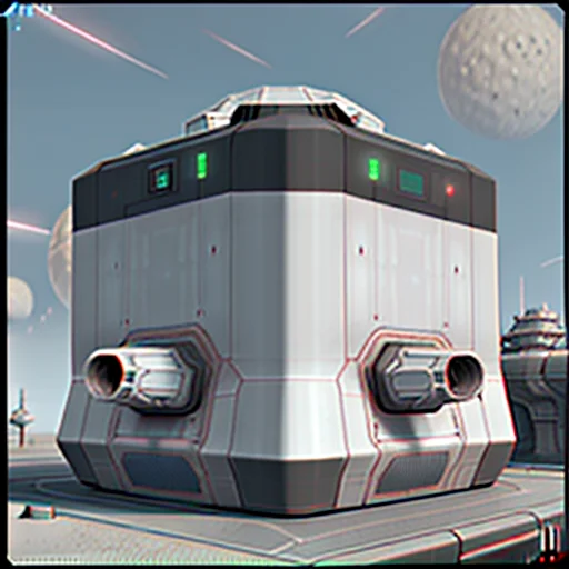 A Highly Detailed, Scifi, Futuristic, Square Fuel Tank, Side...