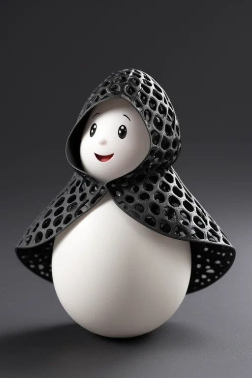 A Fancy Smiling Egg In A Cute Dress Throwing A A Dark Cloak....