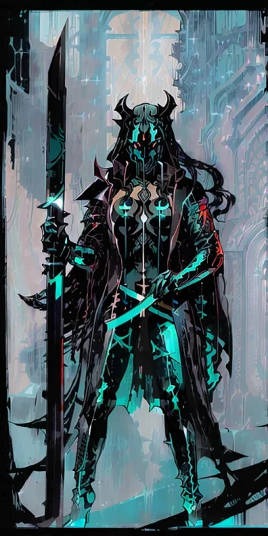 A Demon Holding A Sword, Cyan Color1.2, Sexy Lady On Its Kne...