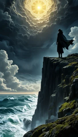 Masterpiece, Best Quality, Score7, Grimmsfantasy, A Solitary... — Stable Diffusion AI Prompt: masterpiece, best quality, score_7, grimmsfantasy, A solitary wanderer stands in...